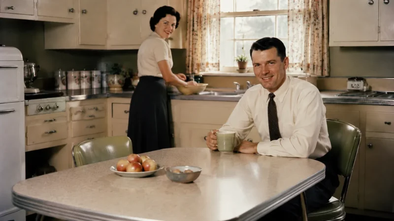 Man och kvinna i kök 1950