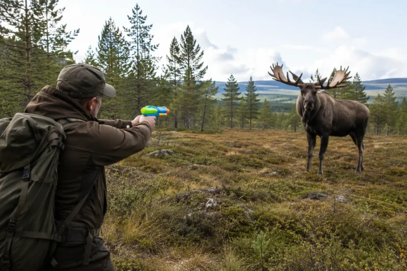 Jägare med vattenpistol